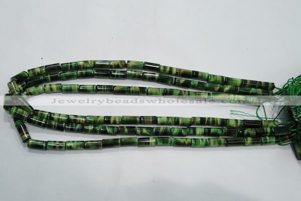 CTE1029 15.5 inches 6*12mm tube dyed green tiger eye beads wholesale