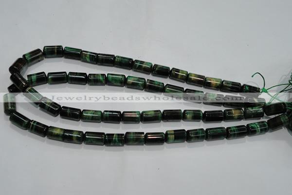 CTE1030 15.5 inches 8*14mm tube dyed green tiger eye beads wholesale