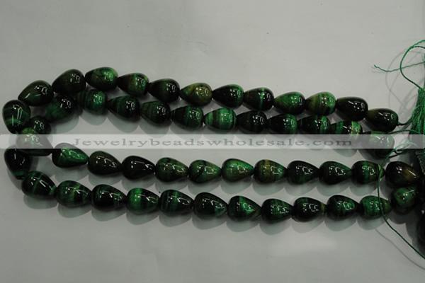 CTE1032 15.5 inches 12*16mm teardrop dyed green tiger eye beads