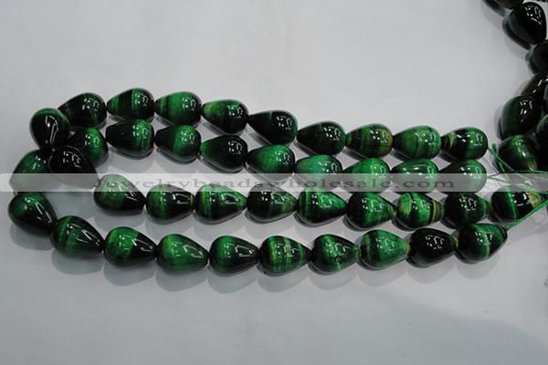 CTE1033 15.5 inches 15*20mm teardrop dyed green tiger eye beads