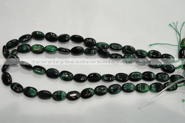 CTE1041 15.5 inches 10*14mm oval dyed green tiger eye beads