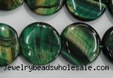 CTE1066 15.5 inches 18mm flat round dyed green tiger eye beads