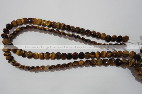 CTE1090 15.5 inches 10mm flat round yellow tiger eye beads