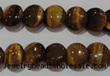 CTE1091 15.5 inches 12mm flat round yellow tiger eye beads