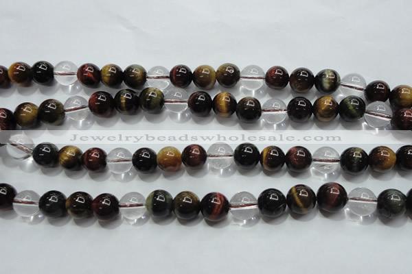 CTE1126 15 inches 8mm round mixed tiger eye & white crystal beads