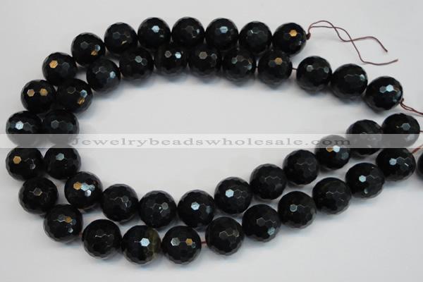 CTE1191 15.5 inches 16mm faceted round blue tiger eye beads