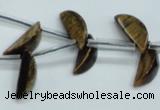 CTE124 6*17mm top-drilled moon yellow tiger eye beads wholesale