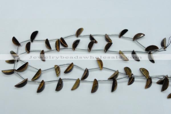 CTE124 6*17mm top-drilled moon yellow tiger eye beads wholesale