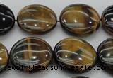 CTE1350 15.5 inches 20mm flat round yellow & blue tiger eye beads