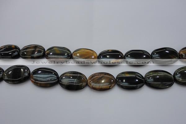 CTE1365 15.5 inches 18*25mm oval yellow & blue tiger eye beads