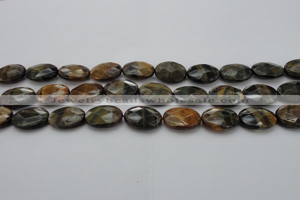 CTE1372 15.5 inches 15*20mm faceted oval yellow & blue tiger eye beads