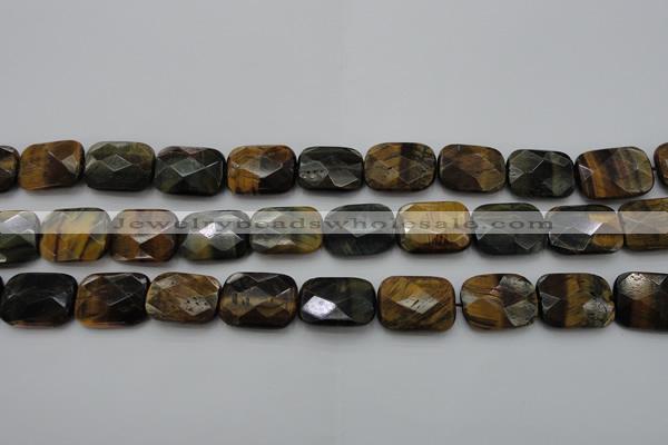 CTE1388 15.5 inches 15*20mm faceted rectangle yellow & blue tiger eye beads