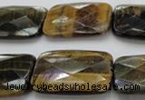 CTE1390 15.5 inches 22*30mm faceted rectangle yellow & blue tiger eye beads