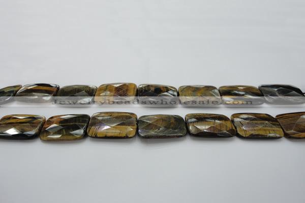 CTE1390 15.5 inches 22*30mm faceted rectangle yellow & blue tiger eye beads