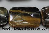 CTE1392 15.5 inches 30*40mm faceted rectangle yellow & blue tiger eye beads