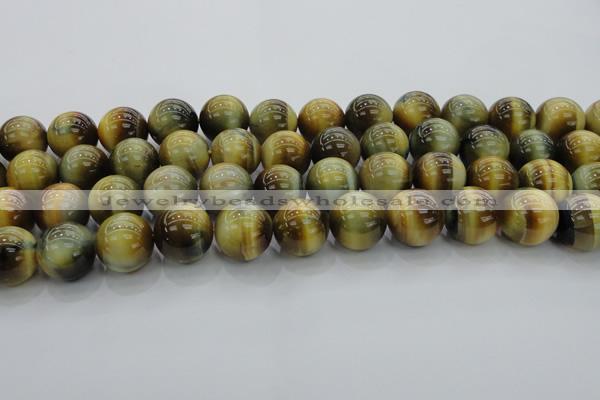 CTE1446 15.5 inches 16mm round golden & blue tiger eye beads