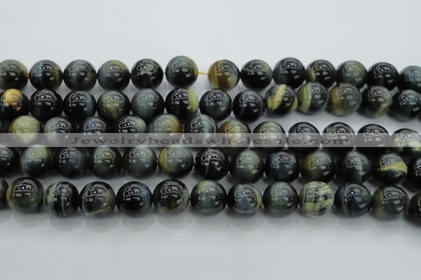 CTE1454 15.5 inches 12mm round golden & blue tiger eye beads