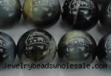 CTE1455 15.5 inches 14mm round golden & blue tiger eye beads