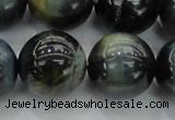 CTE1458 15.5 inches 20mm round golden & blue tiger eye beads