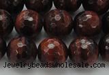 CTE1464 15.5 inches 12mm faceted round red tiger eye beads