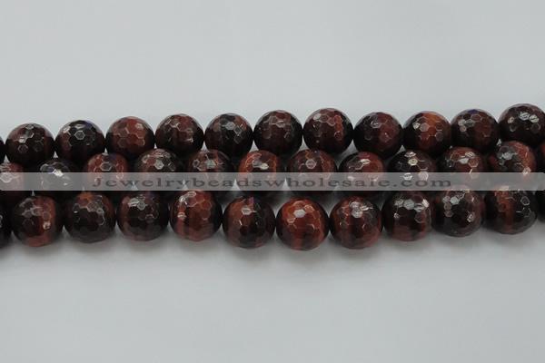 CTE1468 15.5 inches 20mm faceted round red tiger eye beads