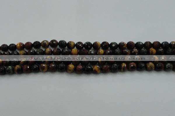 CTE1472 15.5 inches 8mm faceted round mixed tiger eye beads