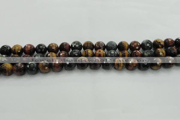 CTE1473 15.5 inches 10mm faceted round mixed tiger eye beads