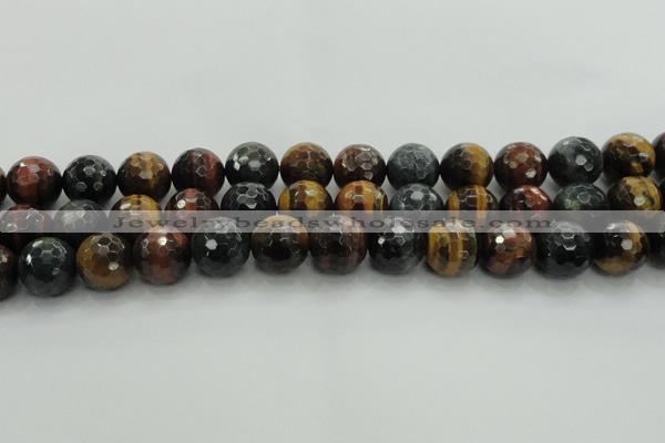 CTE1477 15.5 inches 18mm faceted round mixed tiger eye beads