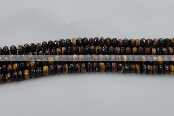 CTE1482 15.5 inches 6*10mm faceted rondelle mixed tiger eye beads