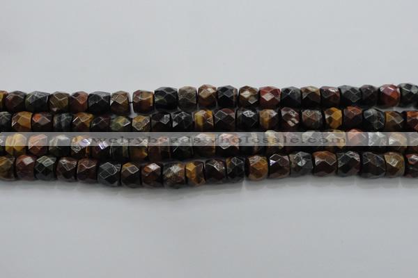 CTE1488 15.5 inches 9*12mm faceted tyre mixed tiger eye beads