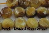 CTE1536 15.5 inches 10mm faceted coin golden tiger eye beads