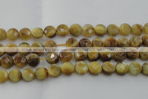 CTE1540 15.5 inches 18mm faceted coin golden tiger eye beads