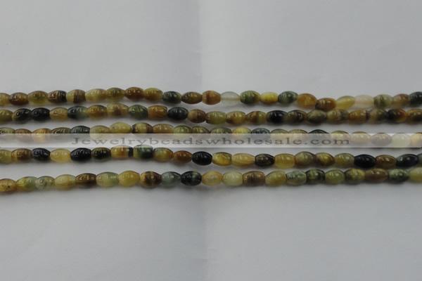 CTE1550 15.5 inches 4*6mm rice golden & blue tiger eye beads wholesale