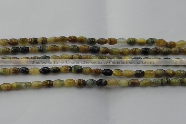 CTE1551 15.5 inches 5*8mm rice golden & blue tiger eye beads wholesale