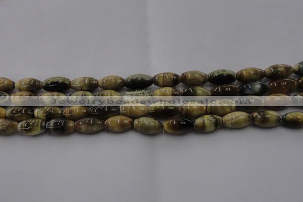 CTE1553 15.5 inches 8*12mm rice golden & blue tiger eye beads wholesale