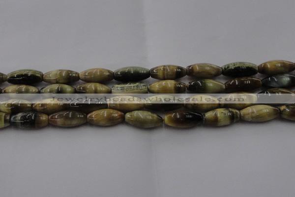 CTE1559 15.5 inches 8*18mm rice golden & blue tiger eye beads wholesale