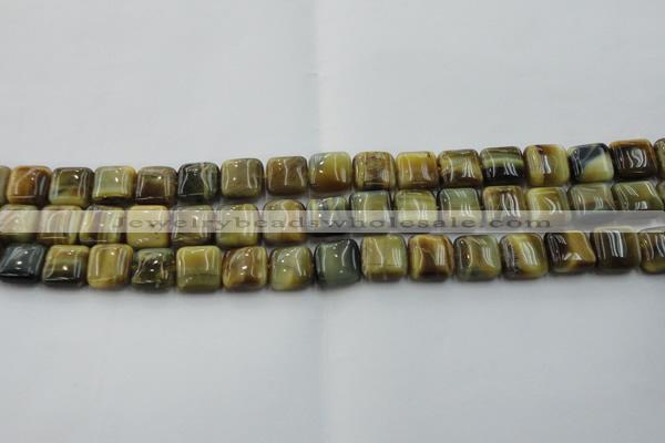 CTE1563 15.5 inches 10*10mm square golden & blue tiger eye beads wholesale