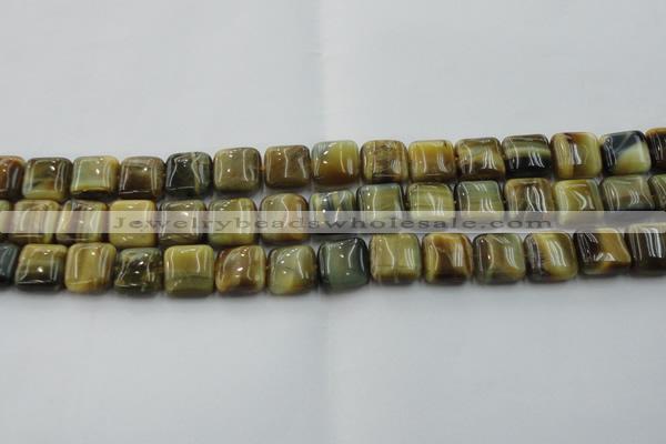 CTE1564 15.5 inches 12*12mm square golden & blue tiger eye beads wholesale