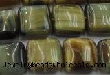 CTE1565 15.5 inches 14*14mm square golden & blue tiger eye beads wholesale