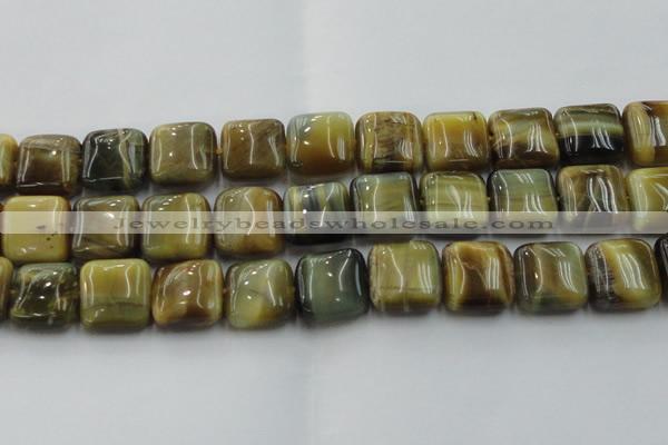 CTE1567 15.5 inches 18*18mm square golden & blue tiger eye beads wholesale