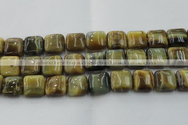 CTE1568 15.5 inches 20*20mm square golden & blue tiger eye beads wholesale