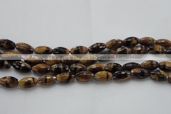 CTE1581 15.5 inches 10*14mm faceted rice yellow tiger eye beads