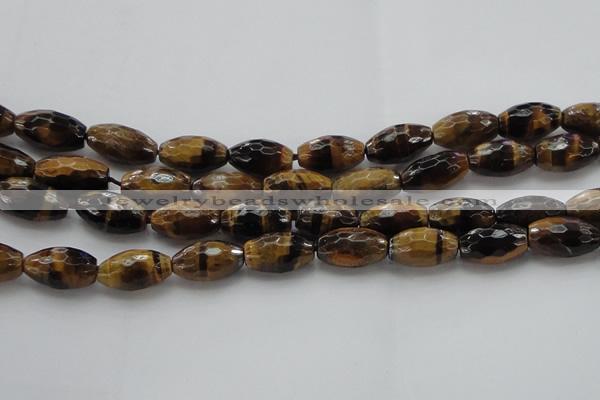 CTE1582 15.5 inches 12*16mm faceted rice yellow tiger eye beads