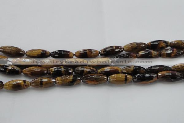 CTE1586 15.5 inches 8*18mm faceted rice yellow tiger eye beads