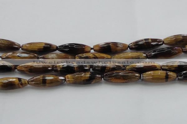 CTE1587 15.5 inches 10*30mm faceted rice yellow tiger eye beads