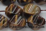 CTE1592 15.5 inches 13*18mm twisted rice yellow tiger eye beads