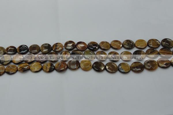 CTE1724 15.5 inches 10mm faceted coin yellow tiger eye beads