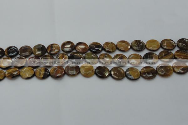 CTE1725 15.5 inches 12mm faceted coin yellow tiger eye beads