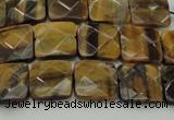 CTE1731 15.5 inches 10*10mm faceted square yellow tiger eye beads