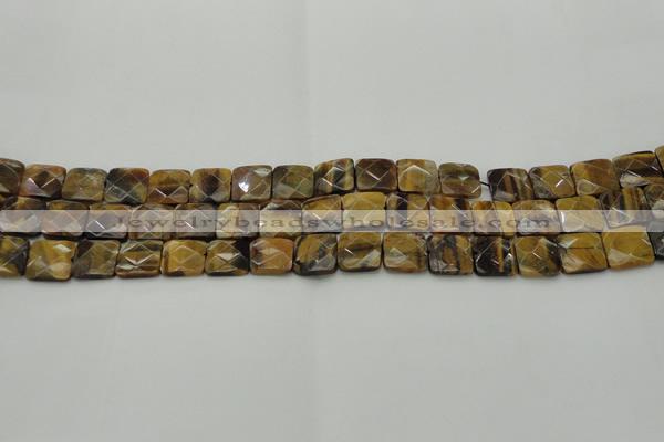 CTE1731 15.5 inches 10*10mm faceted square yellow tiger eye beads